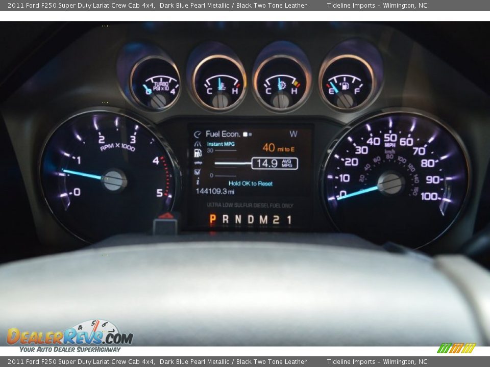 2011 Ford F250 Super Duty Lariat Crew Cab 4x4 Dark Blue Pearl Metallic / Black Two Tone Leather Photo #7