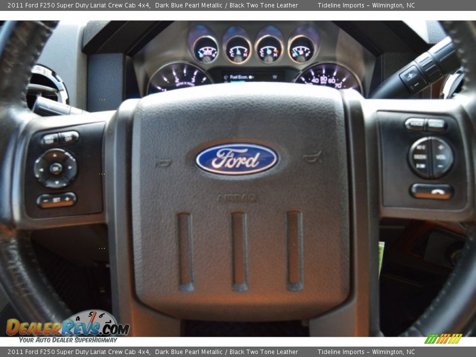 2011 Ford F250 Super Duty Lariat Crew Cab 4x4 Dark Blue Pearl Metallic / Black Two Tone Leather Photo #10