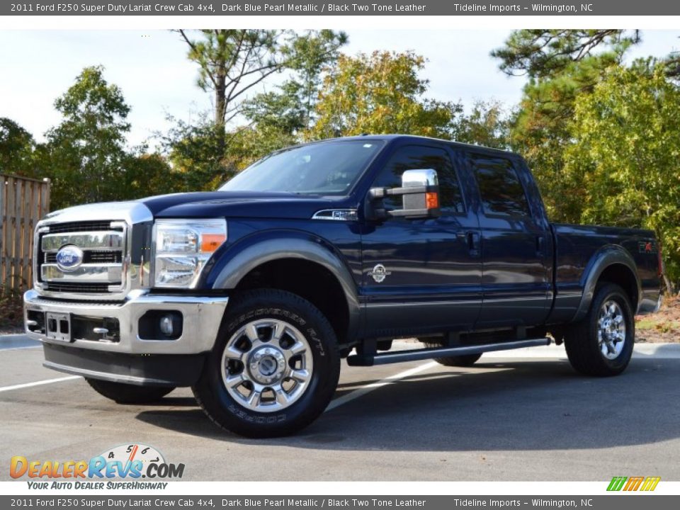 2011 Ford F250 Super Duty Lariat Crew Cab 4x4 Dark Blue Pearl Metallic / Black Two Tone Leather Photo #17