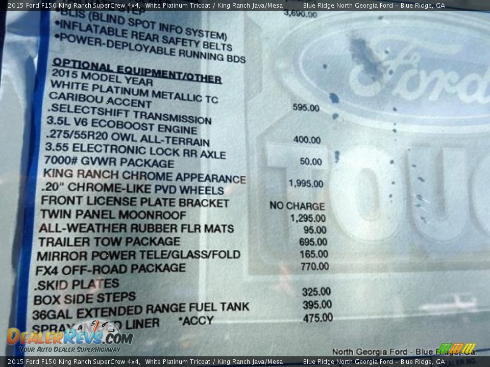 2015 Ford F150 King Ranch SuperCrew 4x4 White Platinum Tricoat / King Ranch Java/Mesa Photo #29
