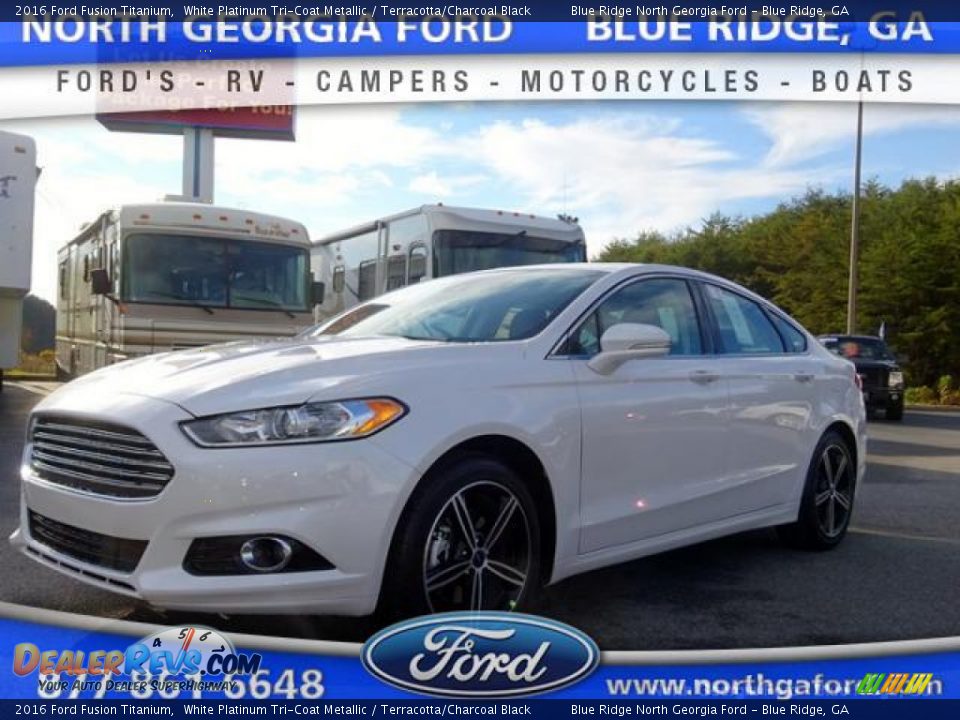 2016 Ford Fusion Titanium White Platinum Tri-Coat Metallic / Terracotta/Charcoal Black Photo #1