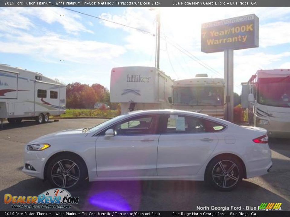 2016 Ford Fusion Titanium White Platinum Tri-Coat Metallic / Terracotta/Charcoal Black Photo #2