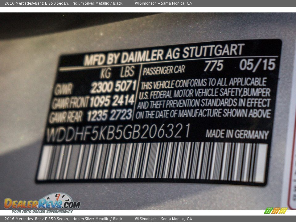 2016 Mercedes-Benz E 350 Sedan Iridium Silver Metallic / Black Photo #8