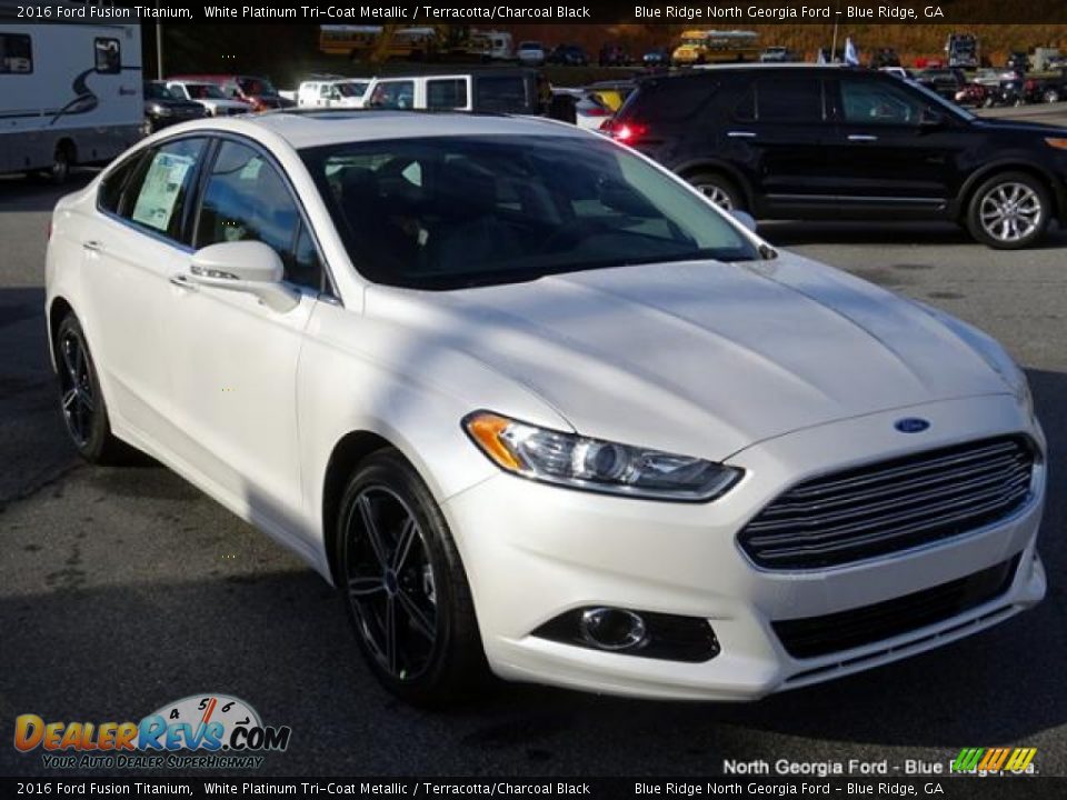 2016 Ford Fusion Titanium White Platinum Tri-Coat Metallic / Terracotta/Charcoal Black Photo #7