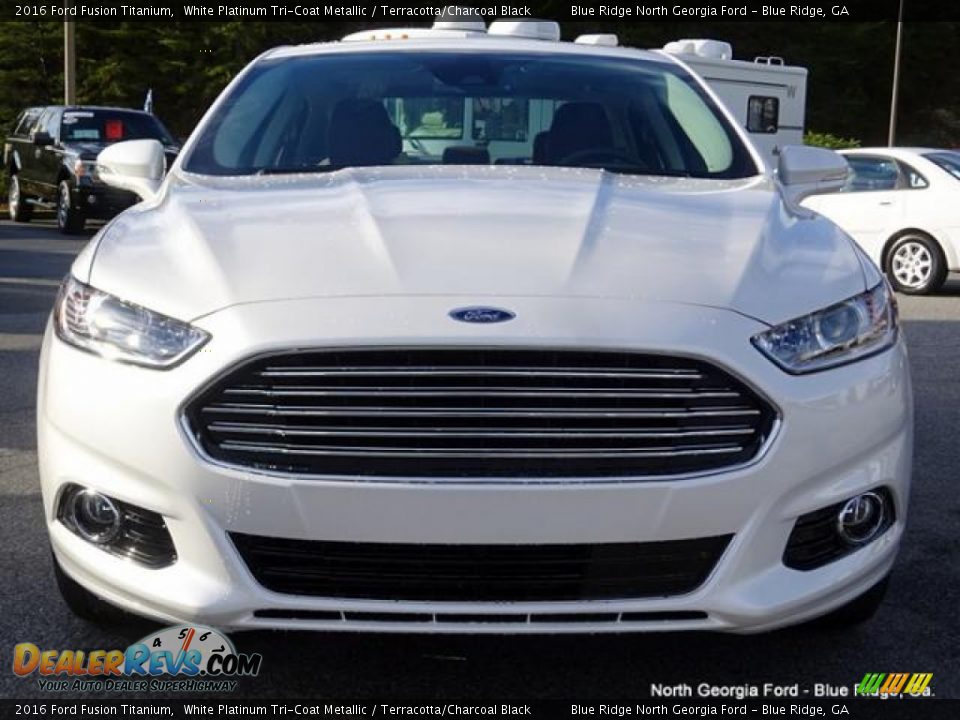 2016 Ford Fusion Titanium White Platinum Tri-Coat Metallic / Terracotta/Charcoal Black Photo #8