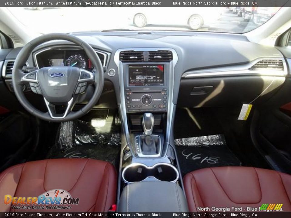 2016 Ford Fusion Titanium White Platinum Tri-Coat Metallic / Terracotta/Charcoal Black Photo #17