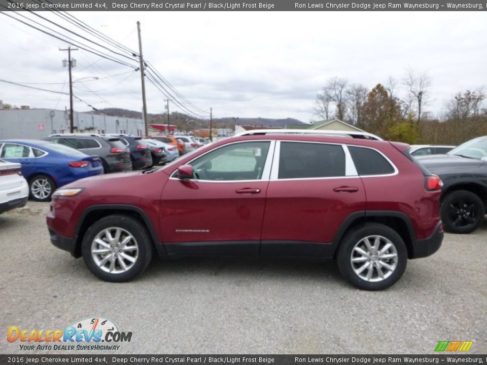2016 Jeep Cherokee Limited 4x4 Deep Cherry Red Crystal Pearl / Black/Light Frost Beige Photo #3