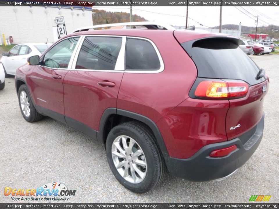 2016 Jeep Cherokee Limited 4x4 Deep Cherry Red Crystal Pearl / Black/Light Frost Beige Photo #5