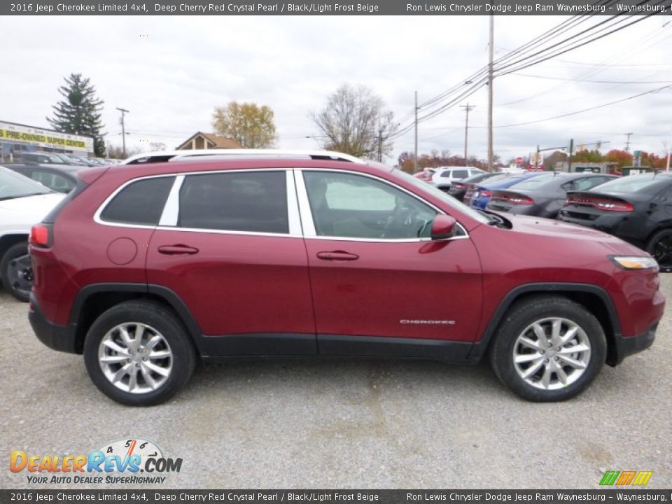 2016 Jeep Cherokee Limited 4x4 Deep Cherry Red Crystal Pearl / Black/Light Frost Beige Photo #8