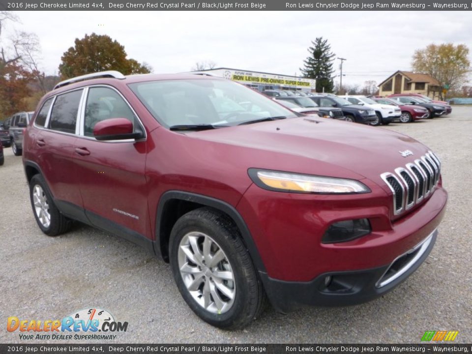 2016 Jeep Cherokee Limited 4x4 Deep Cherry Red Crystal Pearl / Black/Light Frost Beige Photo #12