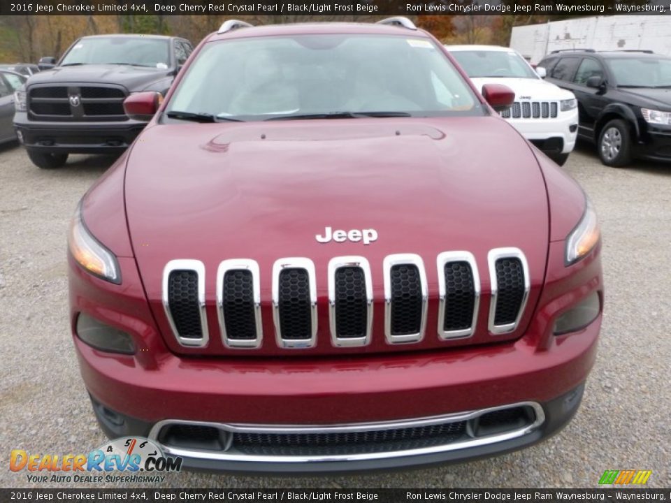 2016 Jeep Cherokee Limited 4x4 Deep Cherry Red Crystal Pearl / Black/Light Frost Beige Photo #13