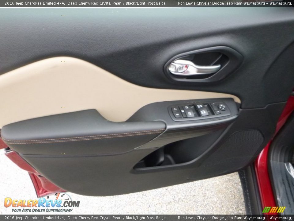 2016 Jeep Cherokee Limited 4x4 Deep Cherry Red Crystal Pearl / Black/Light Frost Beige Photo #15