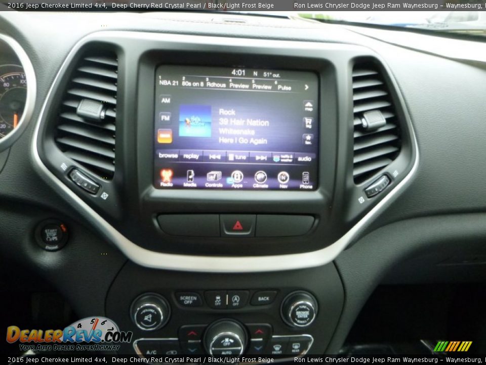 2016 Jeep Cherokee Limited 4x4 Deep Cherry Red Crystal Pearl / Black/Light Frost Beige Photo #19