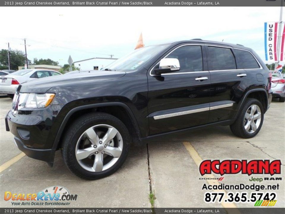 2013 Jeep Grand Cherokee Overland Brilliant Black Crystal Pearl / New Saddle/Black Photo #1