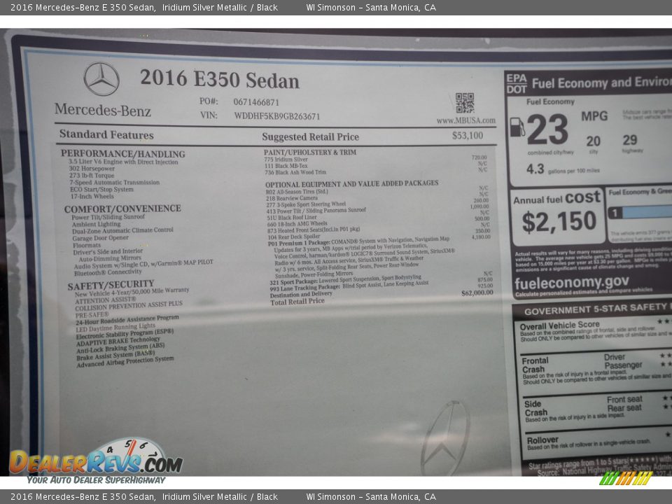 2016 Mercedes-Benz E 350 Sedan Iridium Silver Metallic / Black Photo #11