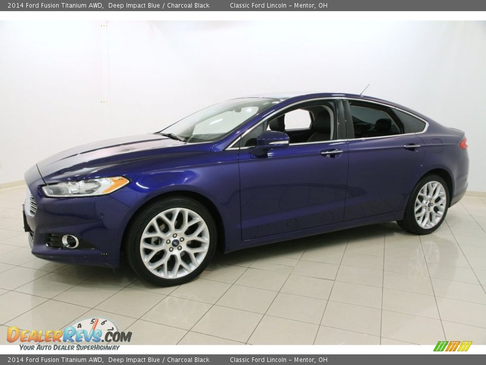 2014 Ford Fusion Titanium AWD Deep Impact Blue / Charcoal Black Photo #3