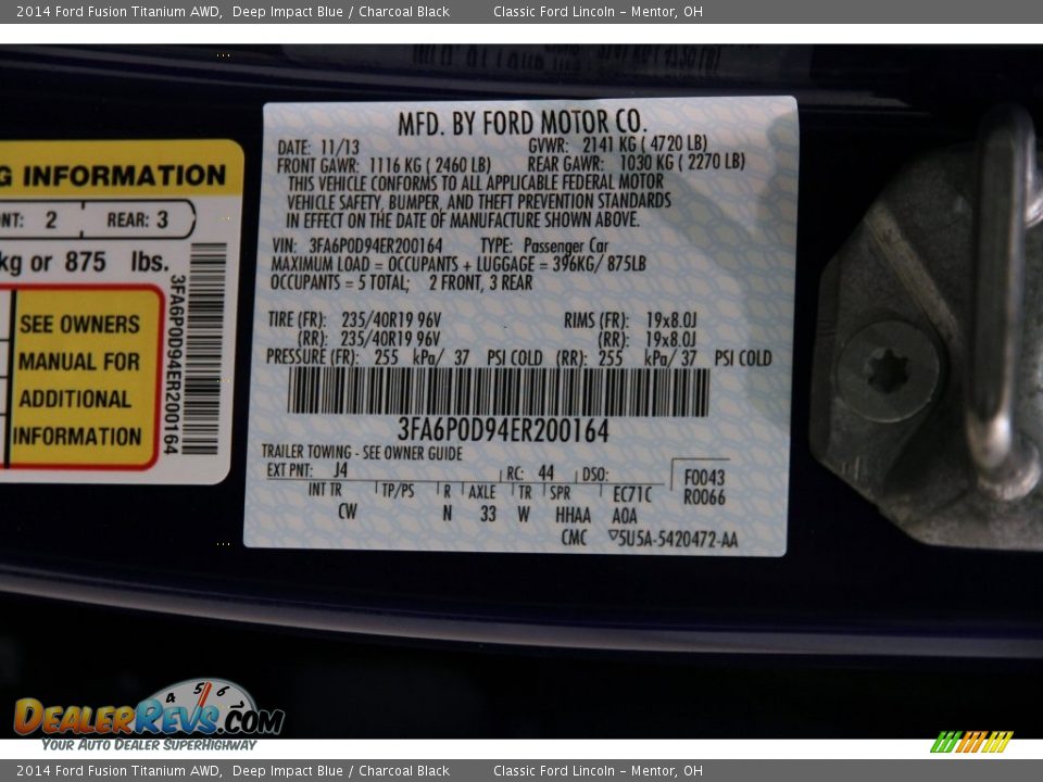 2014 Ford Fusion Titanium AWD Deep Impact Blue / Charcoal Black Photo #19