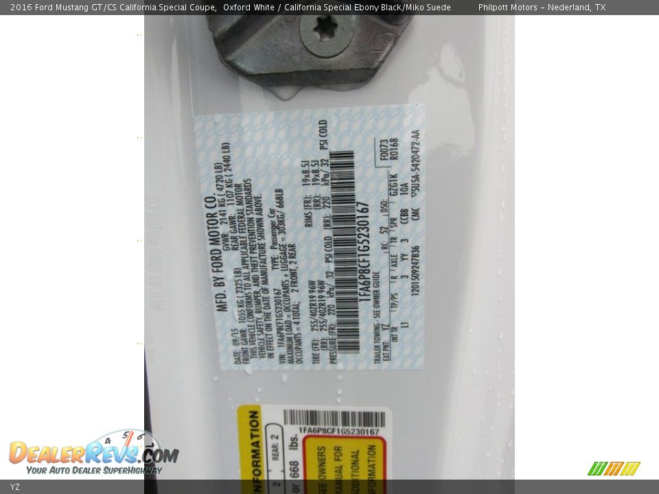 Ford Color Code YZ Oxford White