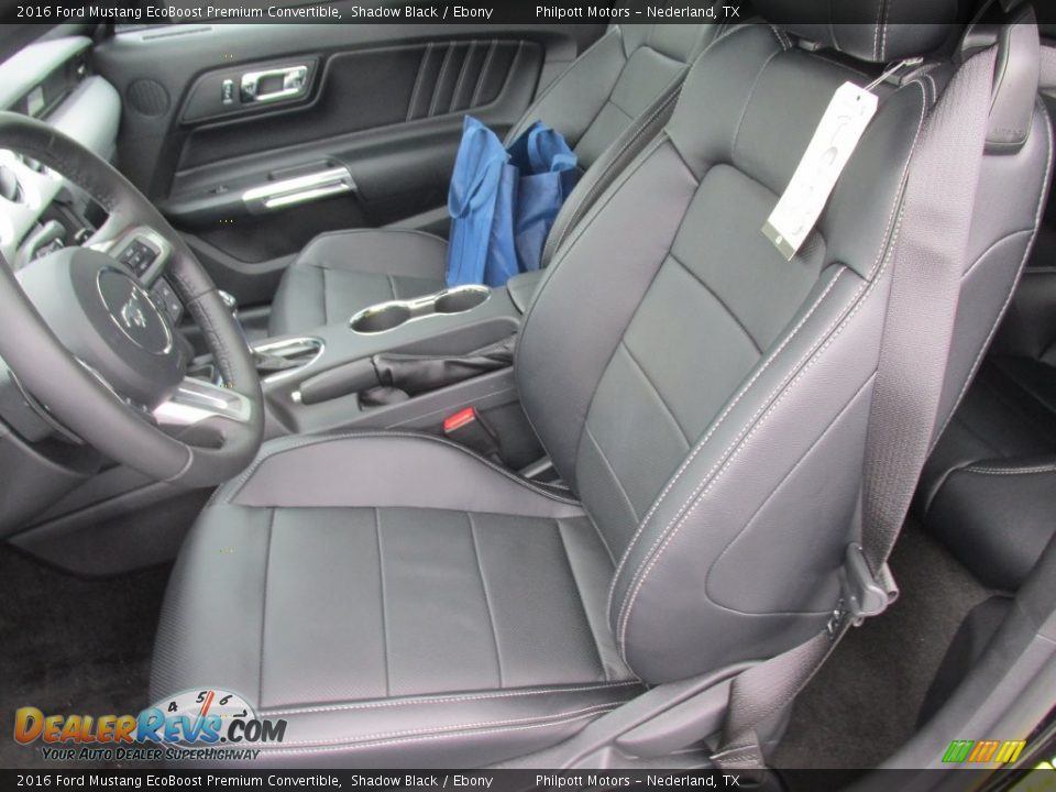 Front Seat of 2016 Ford Mustang EcoBoost Premium Convertible Photo #19