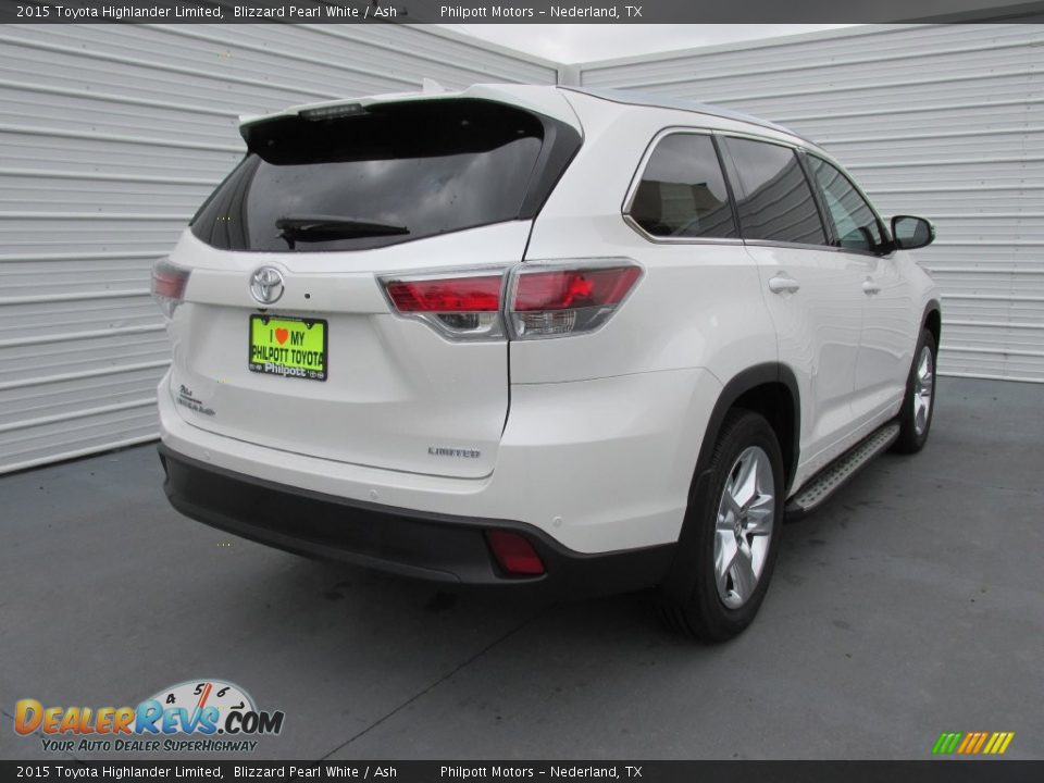 2015 Toyota Highlander Limited Blizzard Pearl White / Ash Photo #4
