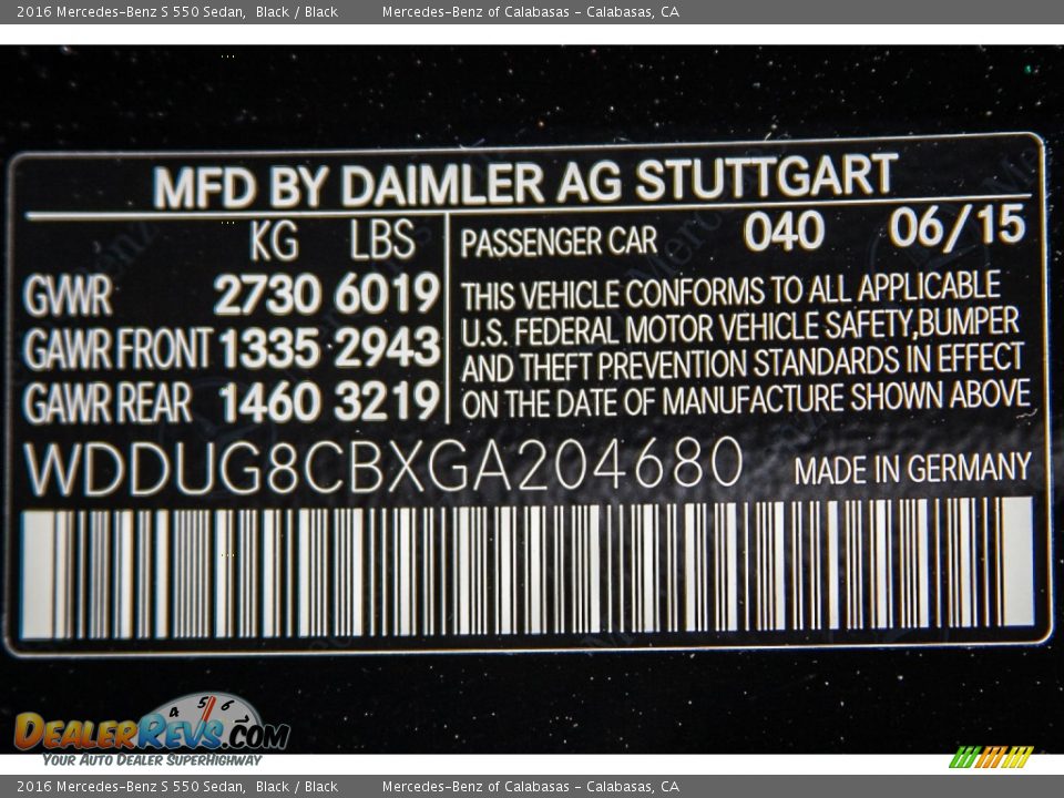 2016 Mercedes-Benz S 550 Sedan Black / Black Photo #7