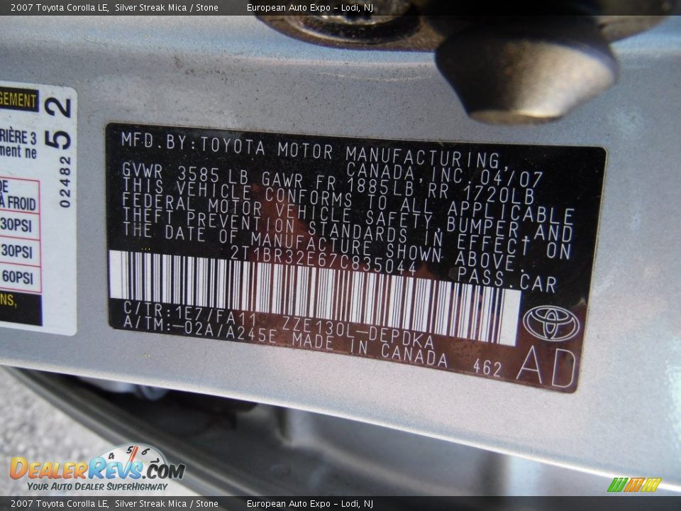 2007 Toyota Corolla LE Silver Streak Mica / Stone Photo #30