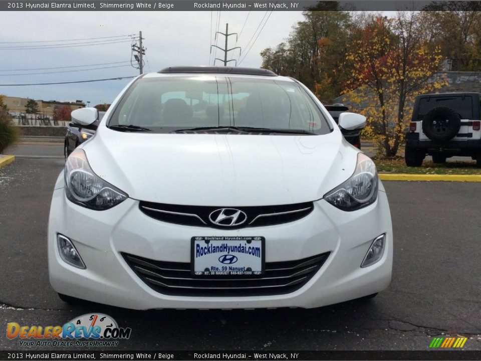 2013 Hyundai Elantra Limited Shimmering White / Beige Photo #2