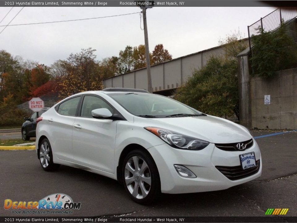 2013 Hyundai Elantra Limited Shimmering White / Beige Photo #3