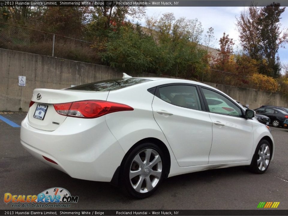2013 Hyundai Elantra Limited Shimmering White / Beige Photo #4