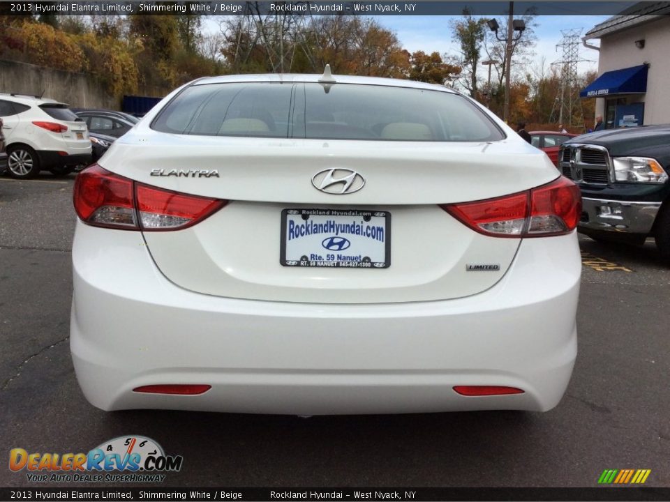 2013 Hyundai Elantra Limited Shimmering White / Beige Photo #5