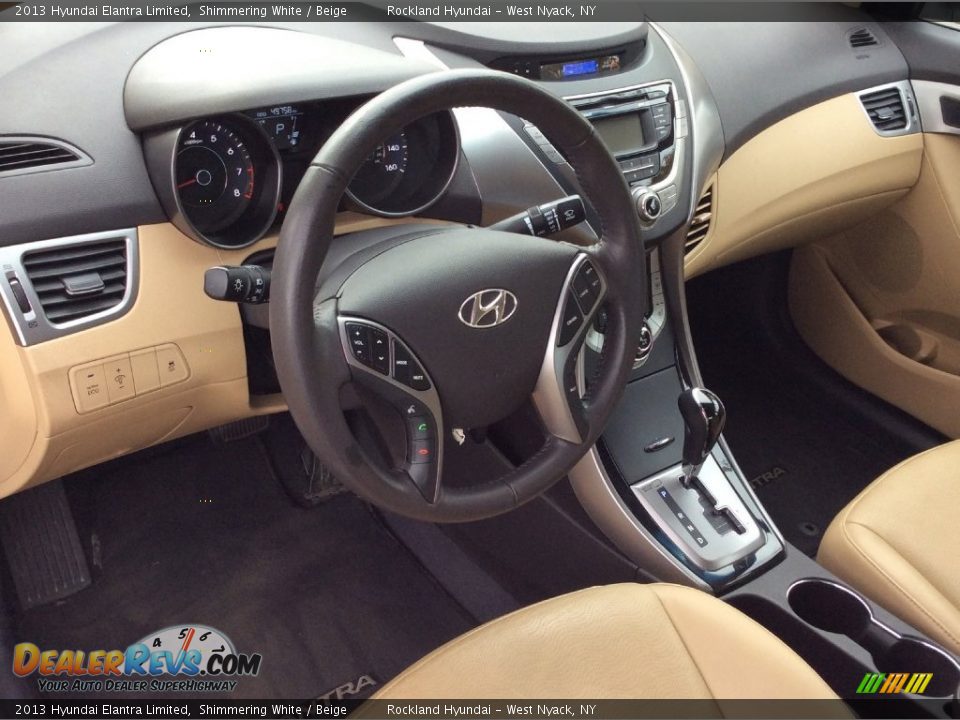 2013 Hyundai Elantra Limited Shimmering White / Beige Photo #9