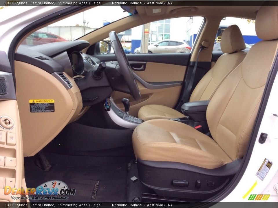 2013 Hyundai Elantra Limited Shimmering White / Beige Photo #10