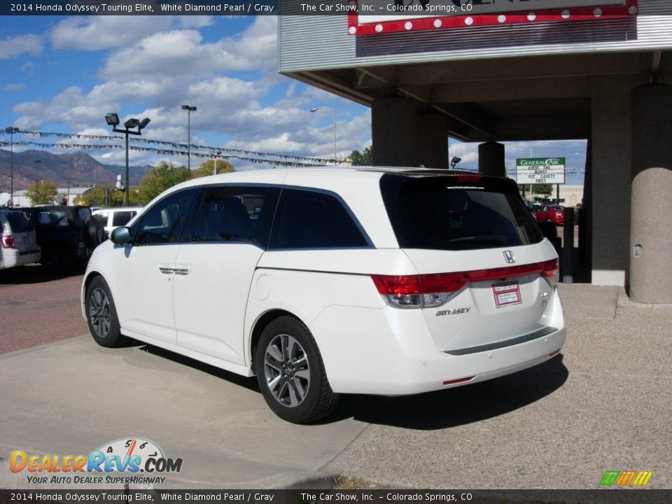2014 Honda Odyssey Touring Elite White Diamond Pearl / Gray Photo #3