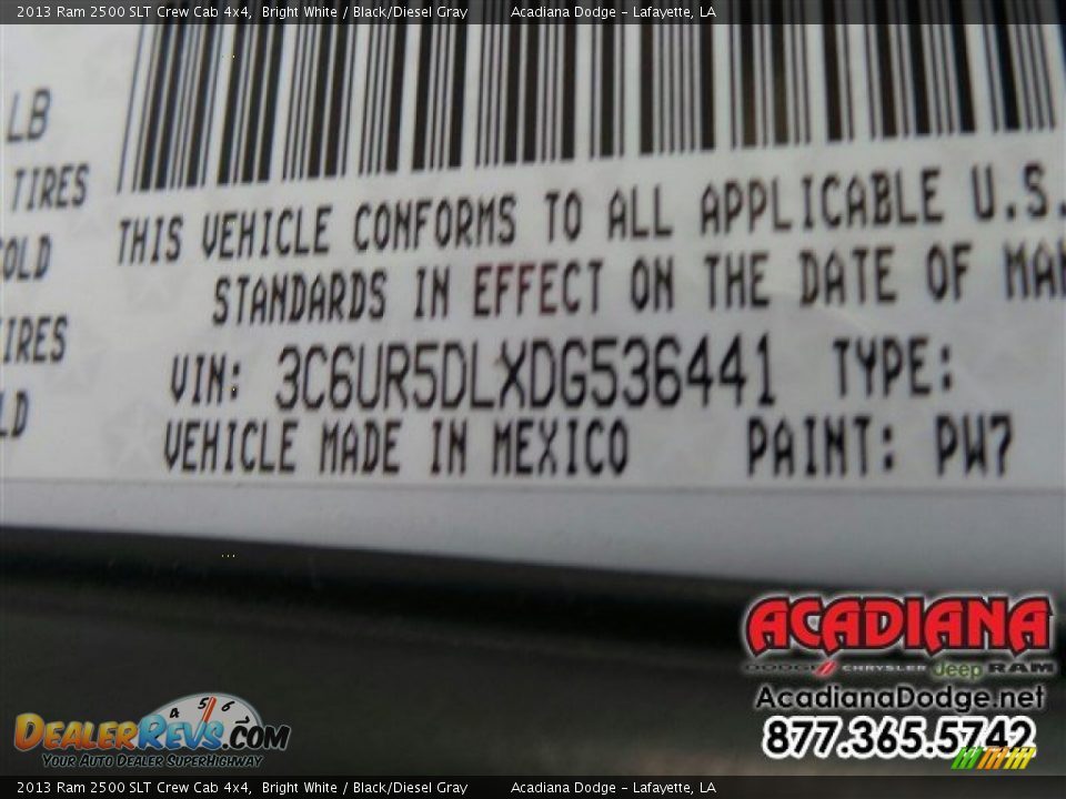 2013 Ram 2500 SLT Crew Cab 4x4 Bright White / Black/Diesel Gray Photo #13