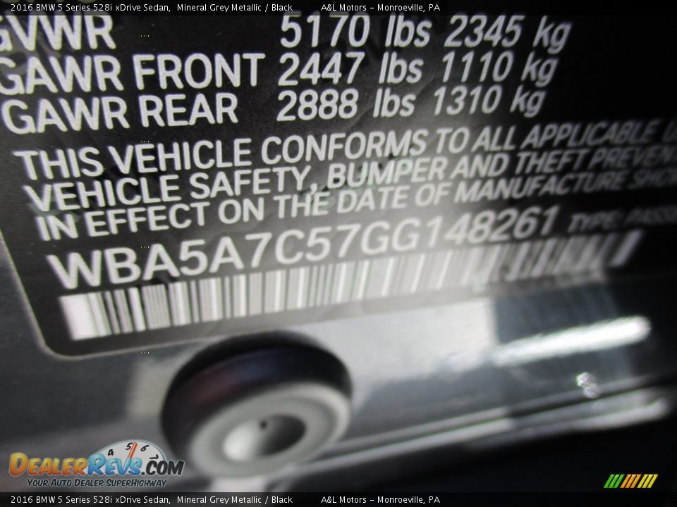 2016 BMW 5 Series 528i xDrive Sedan Mineral Grey Metallic / Black Photo #19