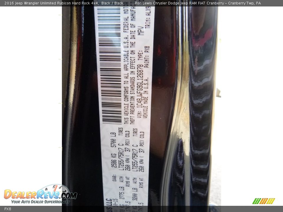 Jeep Color Code PX8 Black