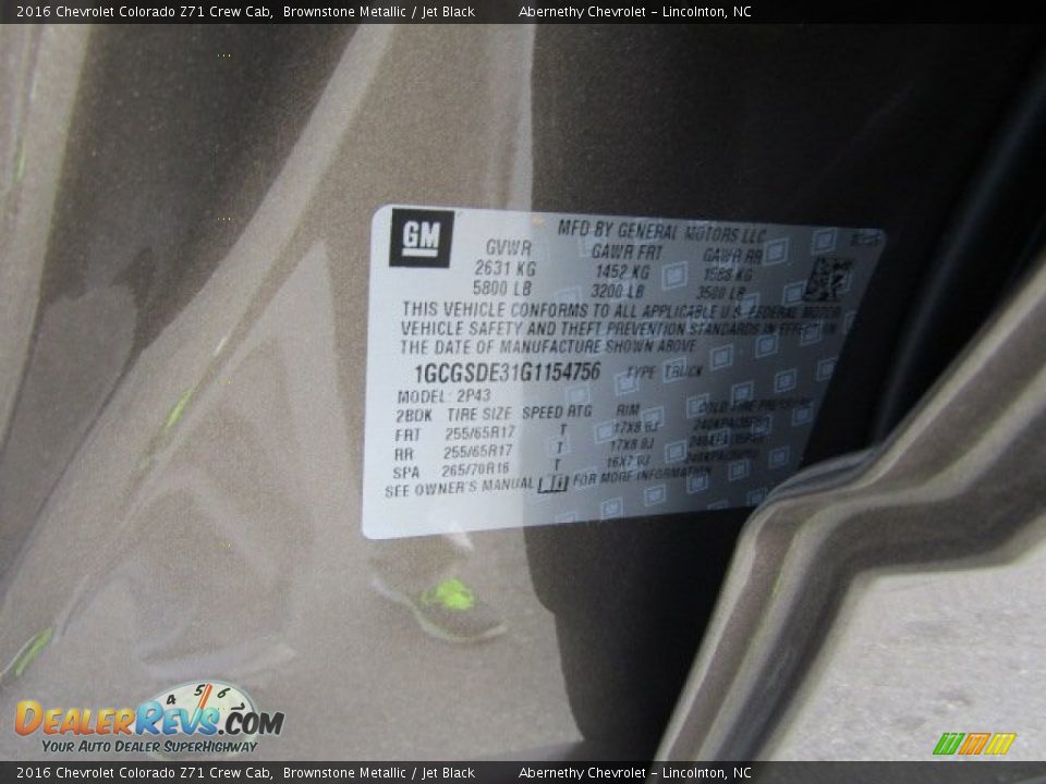2016 Chevrolet Colorado Z71 Crew Cab Brownstone Metallic / Jet Black Photo #19