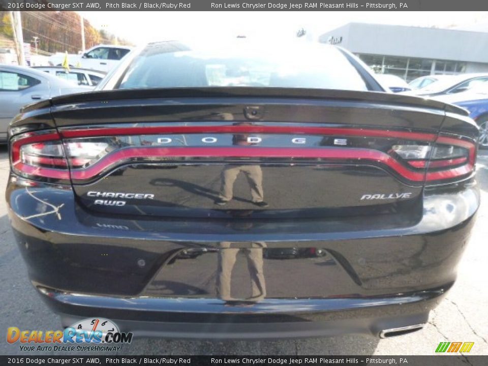 2016 Dodge Charger SXT AWD Pitch Black / Black/Ruby Red Photo #3