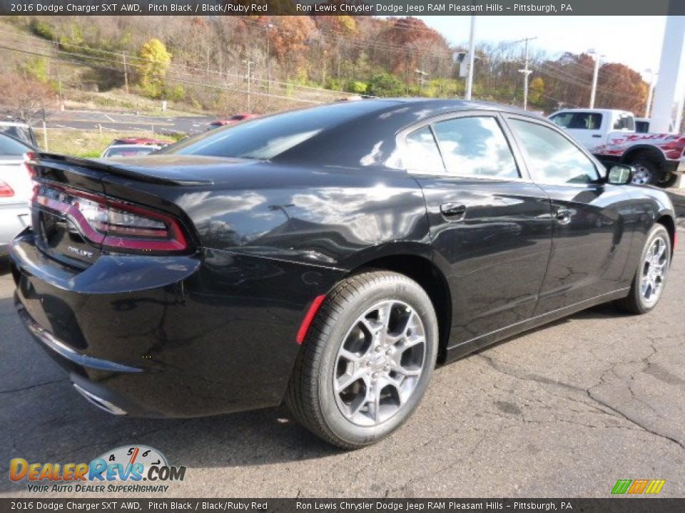 2016 Dodge Charger SXT AWD Pitch Black / Black/Ruby Red Photo #4