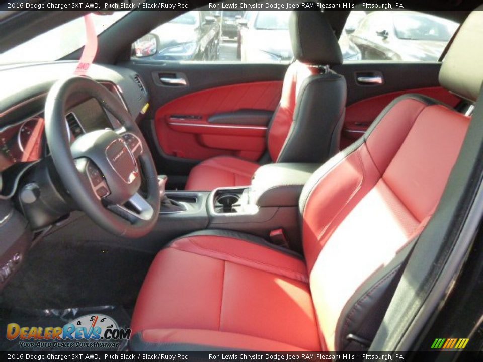 Black/Ruby Red Interior - 2016 Dodge Charger SXT AWD Photo #9