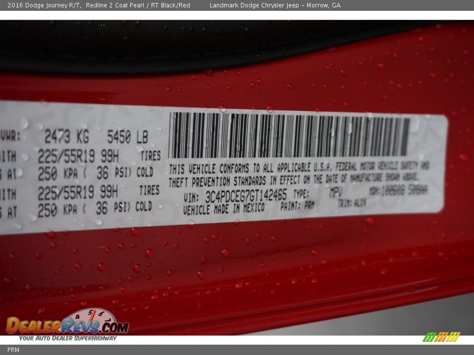 Dodge Color Code PRM Redline 2 Coat Pearl