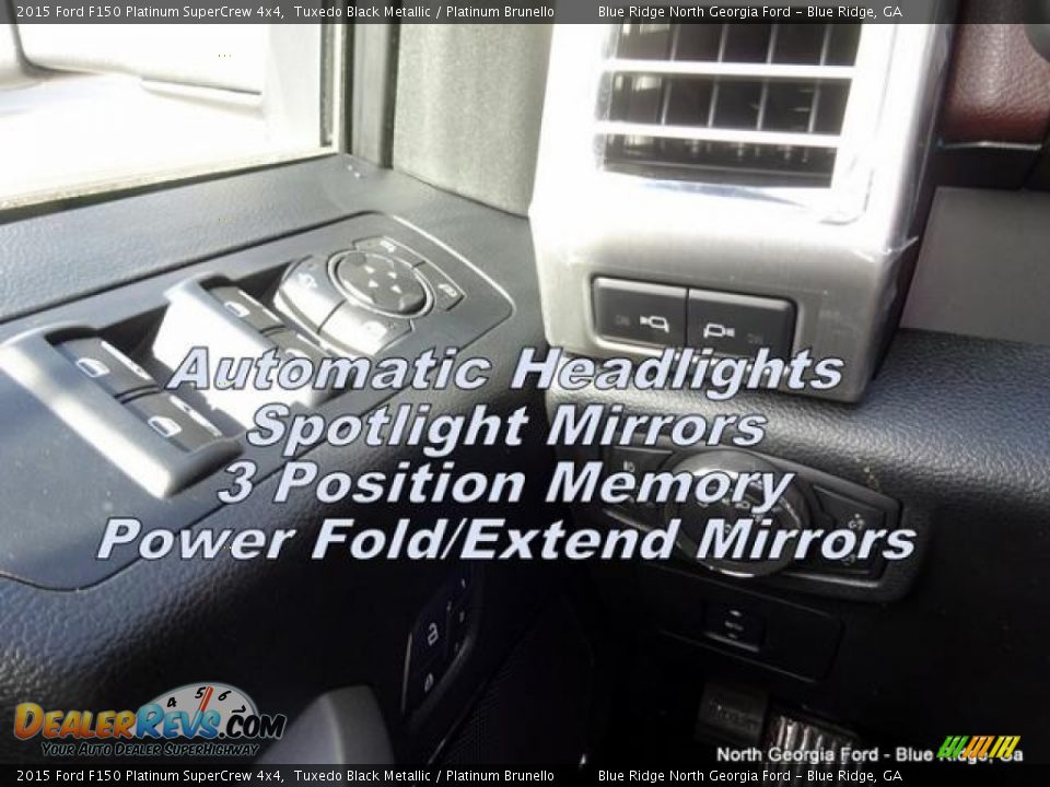 2015 Ford F150 Platinum SuperCrew 4x4 Tuxedo Black Metallic / Platinum Brunello Photo #26