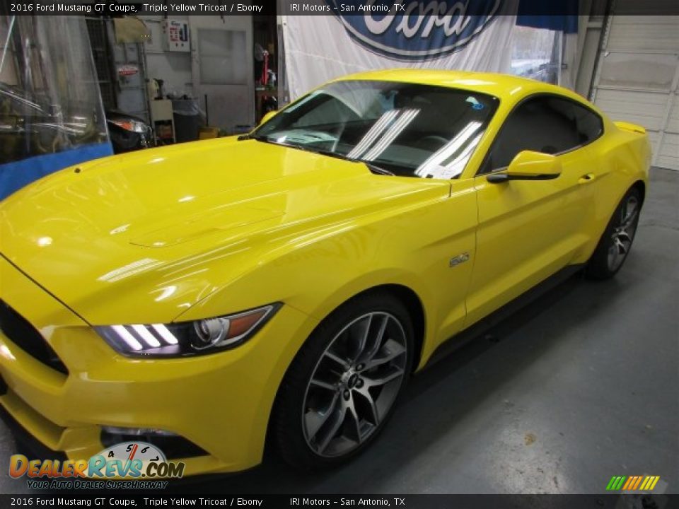 2016 Ford Mustang GT Coupe Triple Yellow Tricoat / Ebony Photo #3