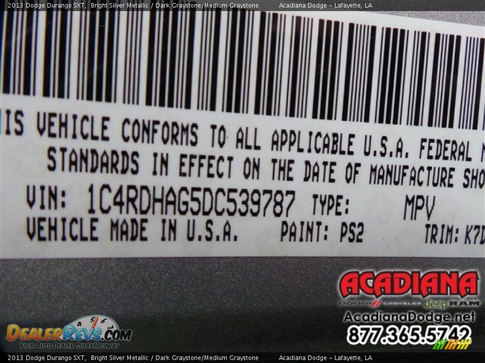 2013 Dodge Durango SXT Bright Silver Metallic / Dark Graystone/Medium Graystone Photo #16