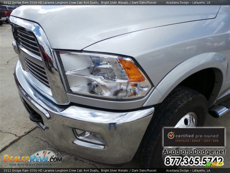 2012 Dodge Ram 3500 HD Laramie Longhorn Crew Cab 4x4 Dually Bright Silver Metallic / Dark Slate/Russet Photo #2