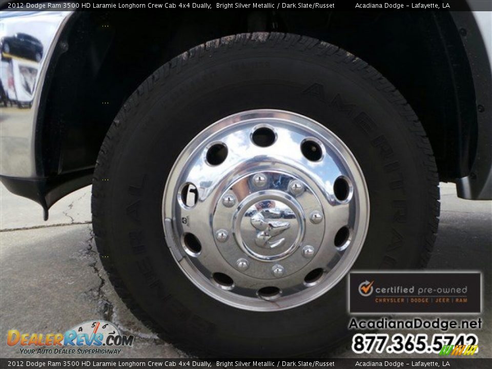 2012 Dodge Ram 3500 HD Laramie Longhorn Crew Cab 4x4 Dually Bright Silver Metallic / Dark Slate/Russet Photo #14