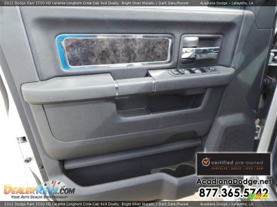 2012 Dodge Ram 3500 HD Laramie Longhorn Crew Cab 4x4 Dually Bright Silver Metallic / Dark Slate/Russet Photo #17