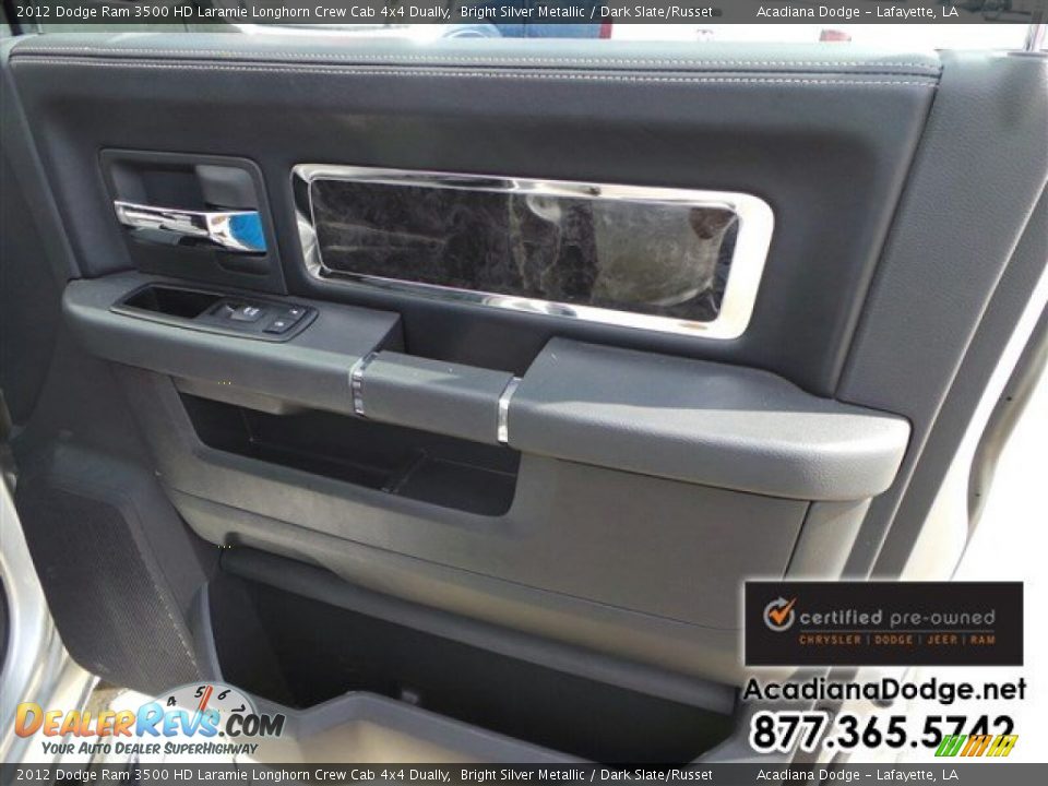 2012 Dodge Ram 3500 HD Laramie Longhorn Crew Cab 4x4 Dually Bright Silver Metallic / Dark Slate/Russet Photo #25