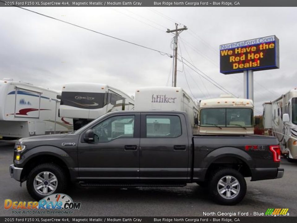 2015 Ford F150 XL SuperCrew 4x4 Magnetic Metallic / Medium Earth Gray Photo #2