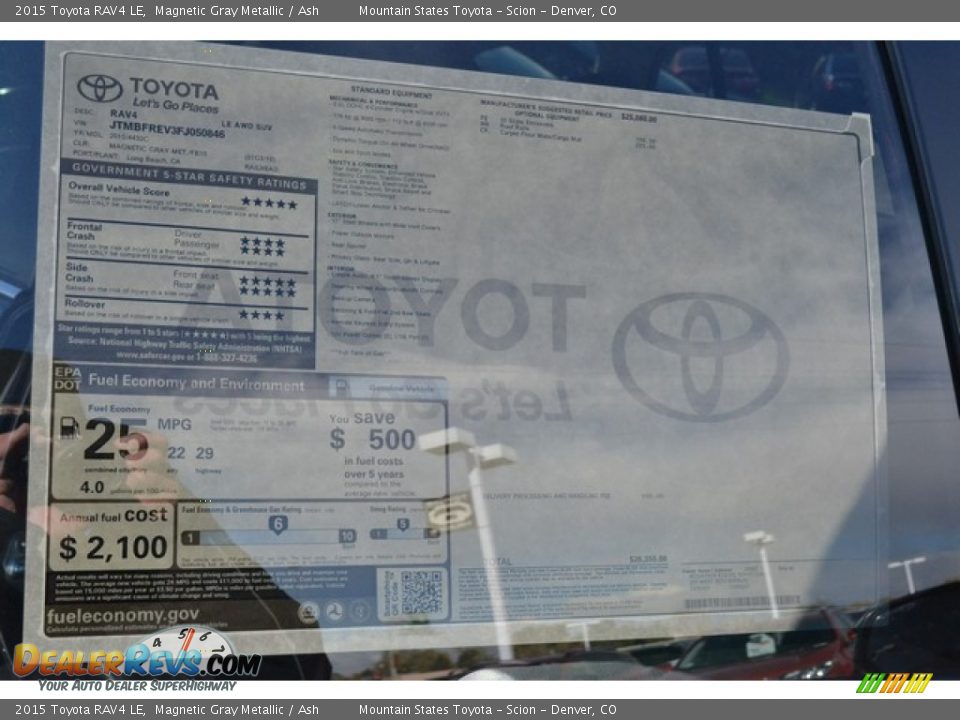 2015 Toyota RAV4 LE Magnetic Gray Metallic / Ash Photo #10